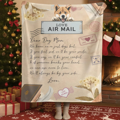 Blanket Custom KNT / White / 30x40in / 76x101cm Dear Dog Mom Love Air Mail - Personalized Dog Comfort Letter Blanket