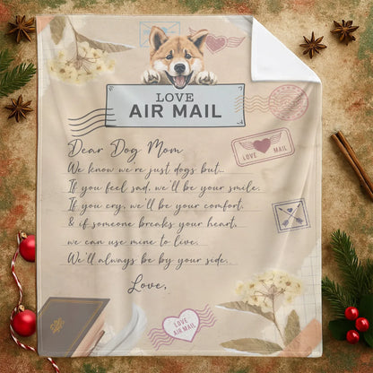Dear Dog Mom Love Air Mail - Personalized Dog Comfort Letter Blanket