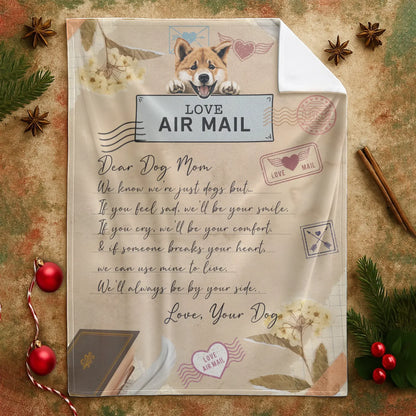 Dear Dog Mom Love Air Mail - Personalized Dog Comfort Letter Blanket