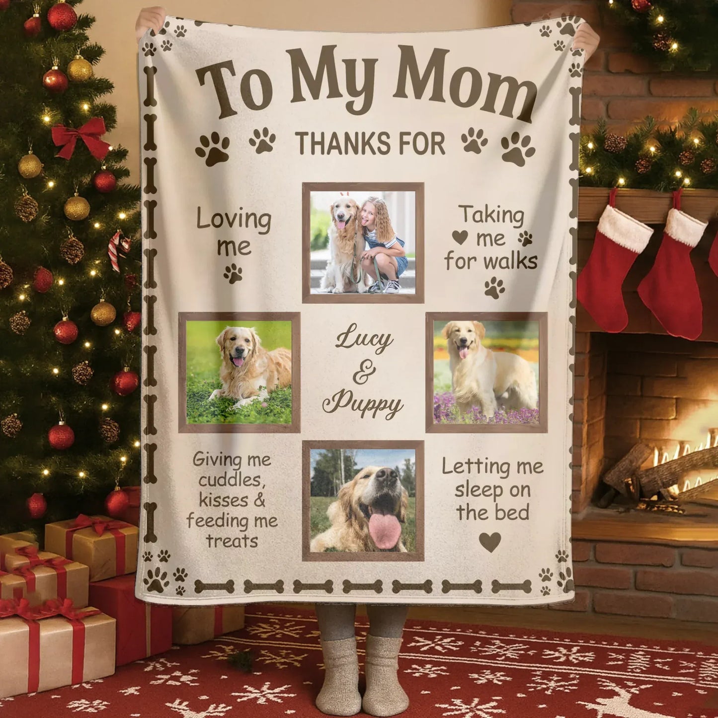 To My Dog Mom - Personalized Dog Collage Photo Blanket