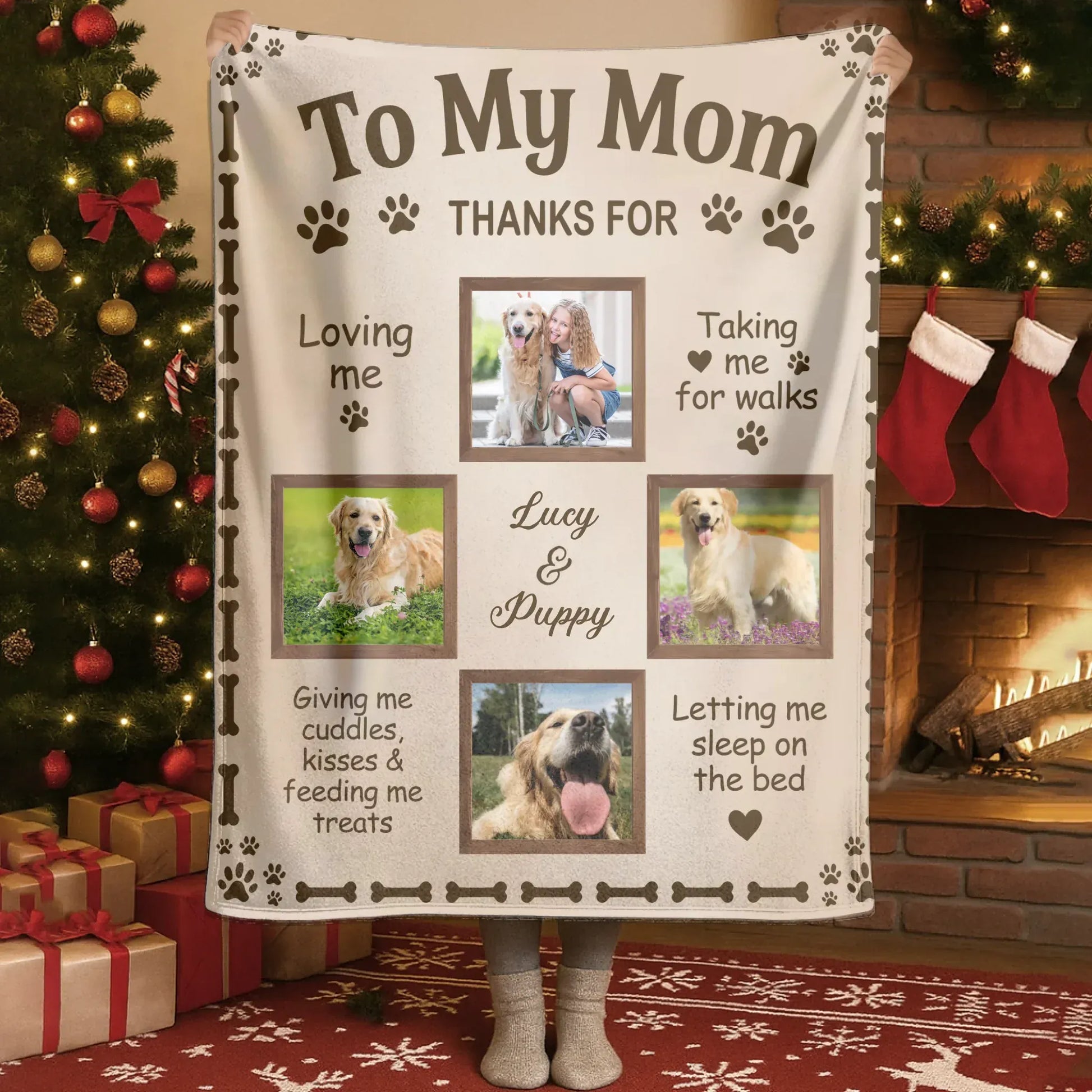 To My Dog Mom - Personalized Dog Collage Photo Blanket