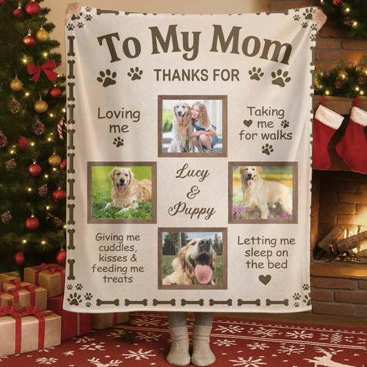 Blanket Custom KNT / White / 30x40in / 76x101cm To My Dog Mom - Personalized Dog Collage Photo Blanket