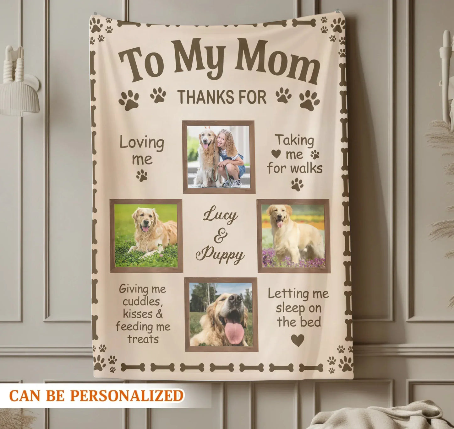 To My Dog Mom - Personalized Dog Collage Photo Blanket