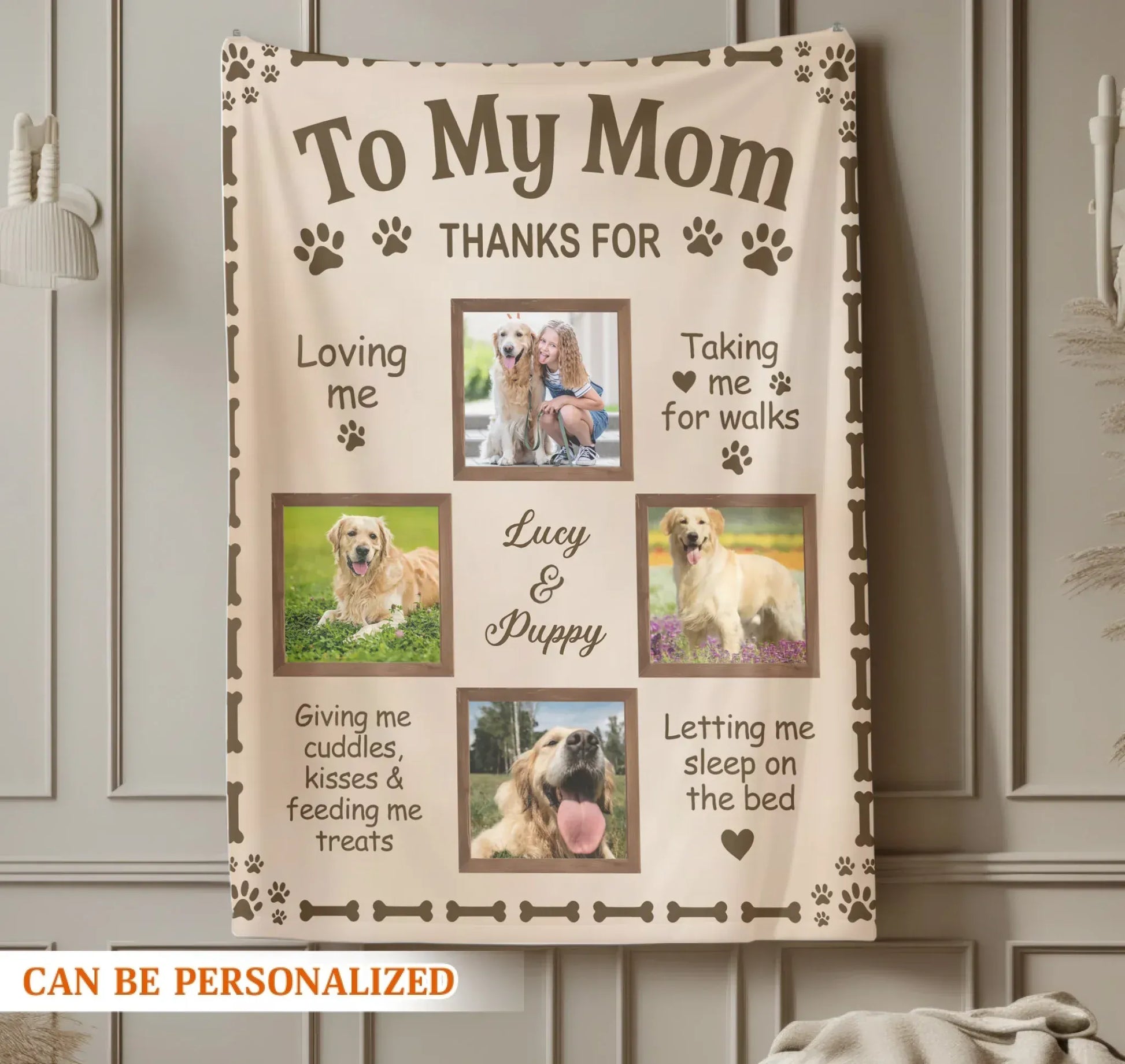 To My Dog Mom - Personalized Dog Collage Photo Blanket
