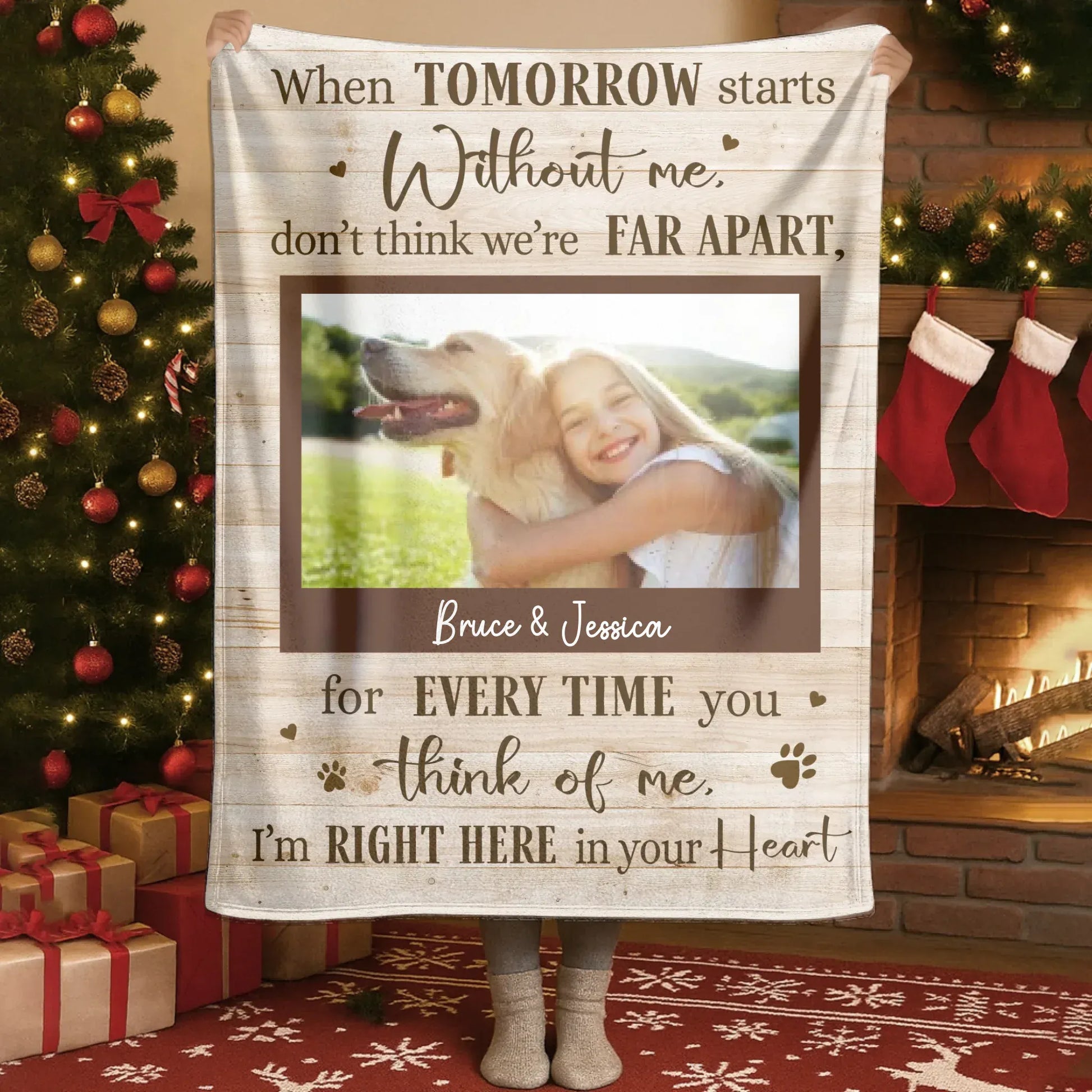 Personalized Blankets When Tomorrow Starts Without Me - Personalized Memorial Dog Photo Custom Blanket