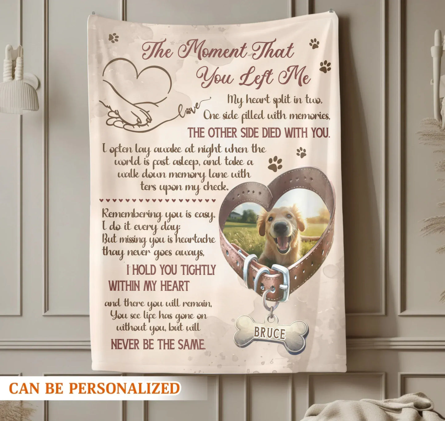 Personalized Blankets The Moment That You Left Me – Personalized Dog Memorial Photo Custom Blanket
