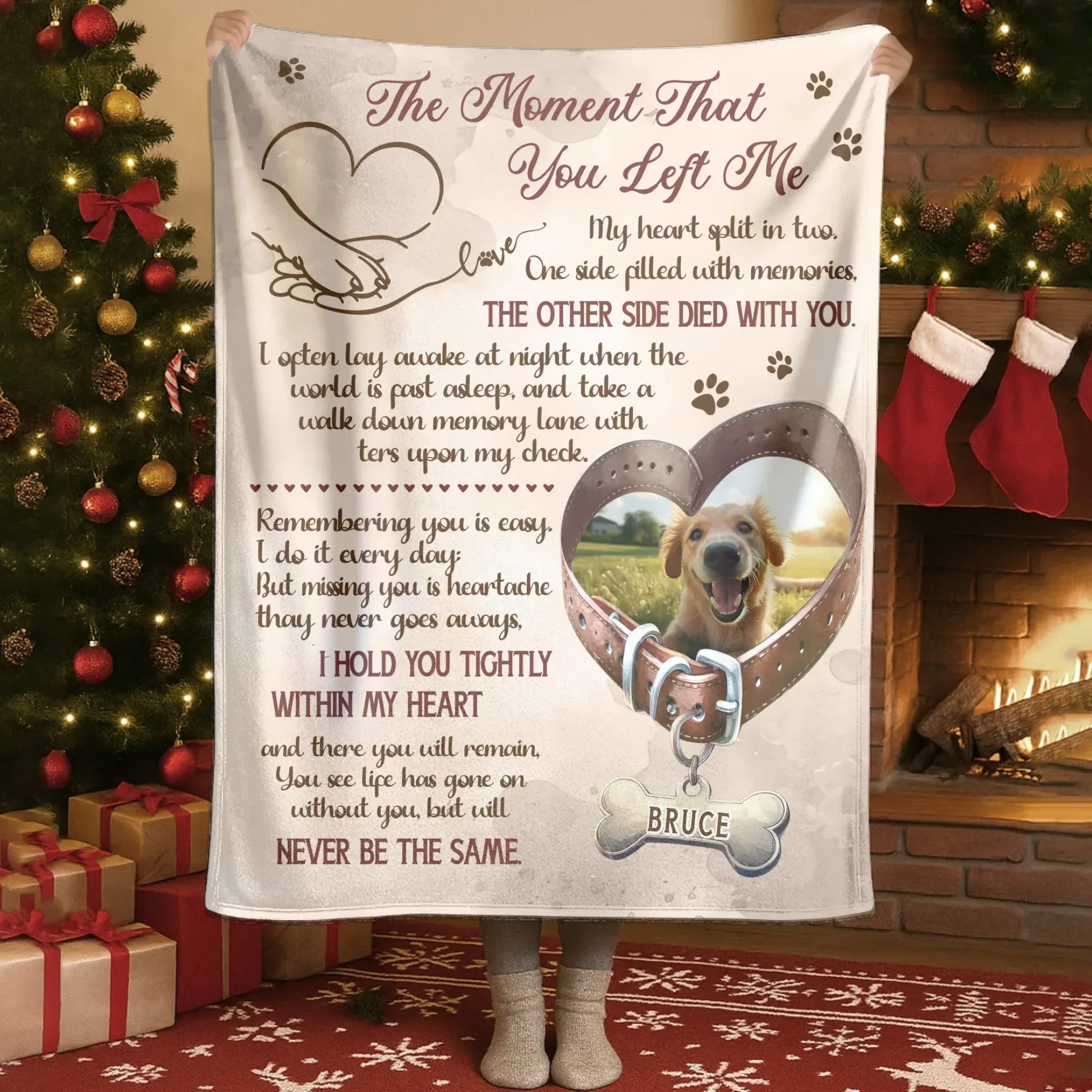 Personalized Blankets The Moment That You Left Me – Personalized Dog Memorial Photo Custom Blanket