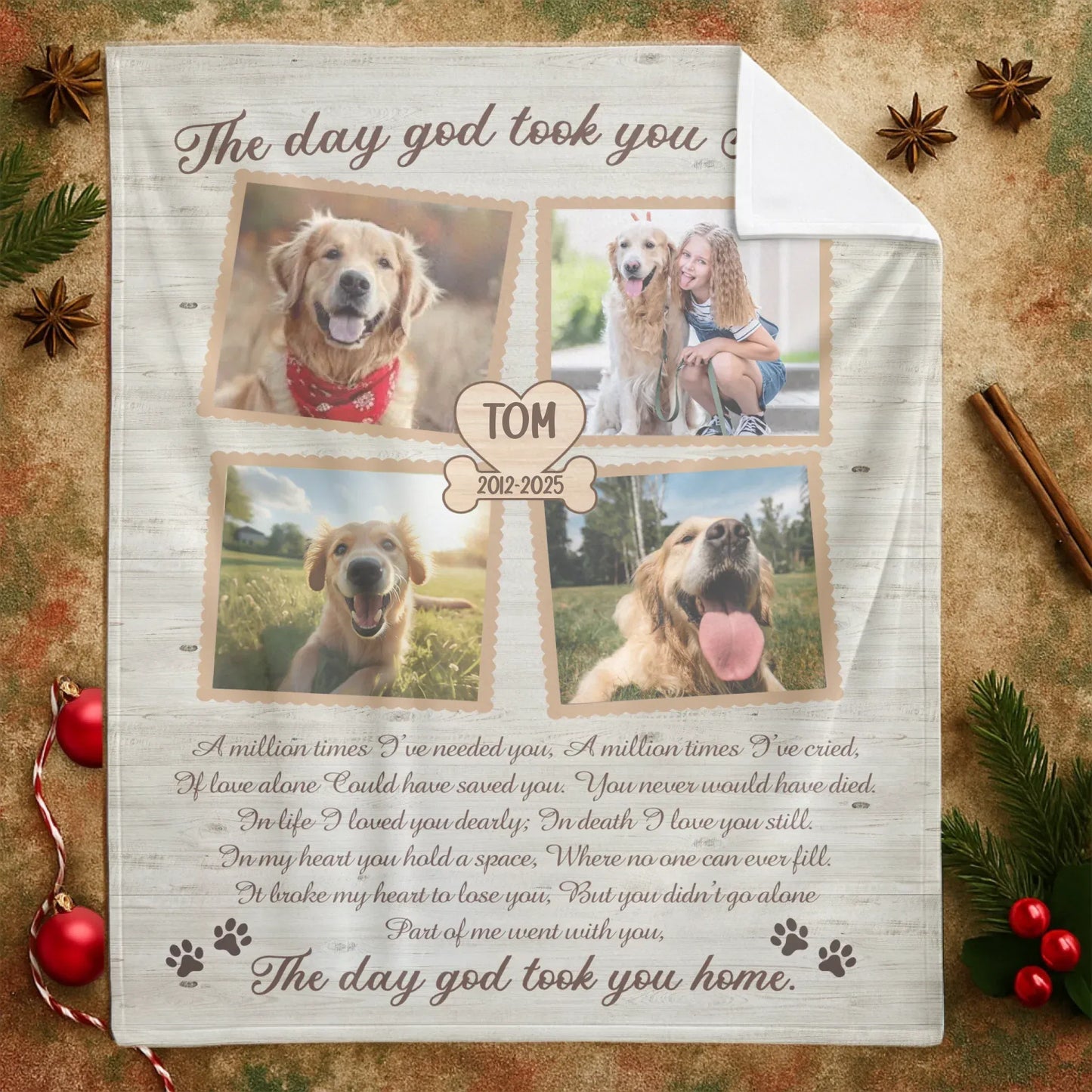 Personalized Blankets The Day God Took You Home – Personalized Dog Memorial Photo Custom Blanket
