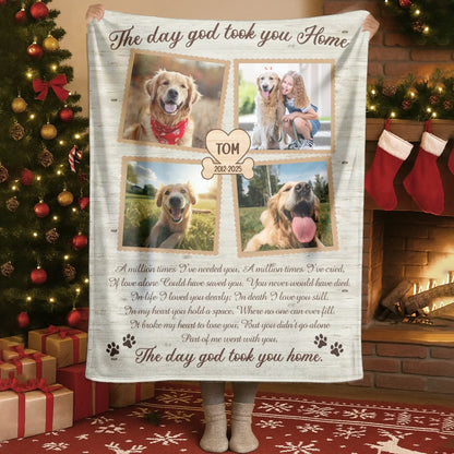 Personalized Blankets The Day God Took You Home – Personalized Dog Memorial Photo Custom Blanket