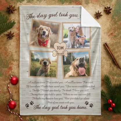 Personalized Blankets The Day God Took You Home – Personalized Dog Memorial Photo Custom Blanket