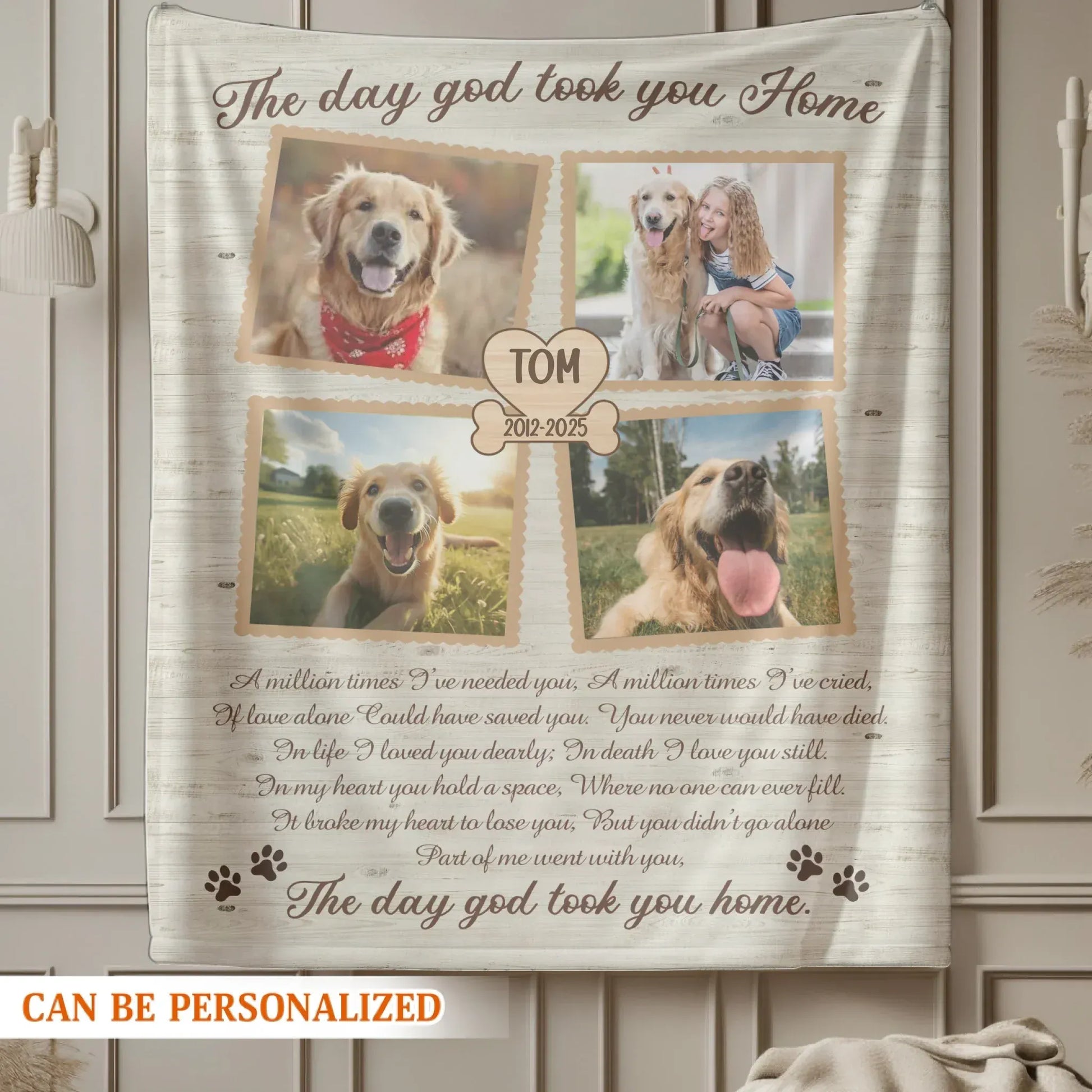 Personalized Blankets The Day God Took You Home – Personalized Dog Memorial Photo Custom Blanket