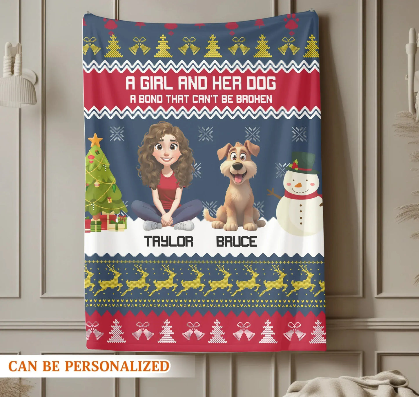 A Bond That Can't Be Broken - Personalized Christmas Dog Mom Blanket
