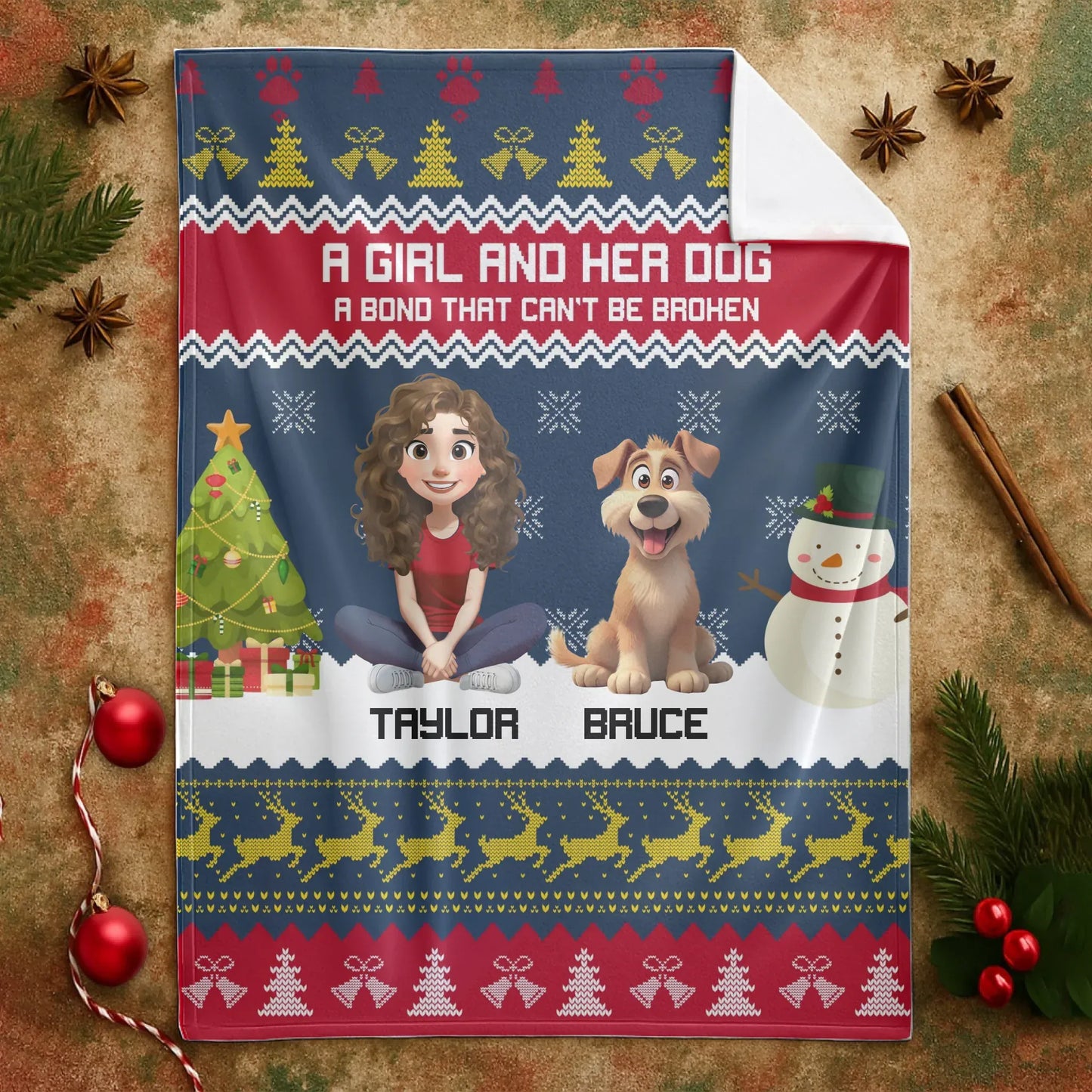 A Bond That Can't Be Broken - Personalized Christmas Dog Mom Blanket