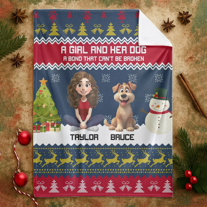 A Bond That Can't Be Broken - Personalized Christmas Dog Mom Blanket