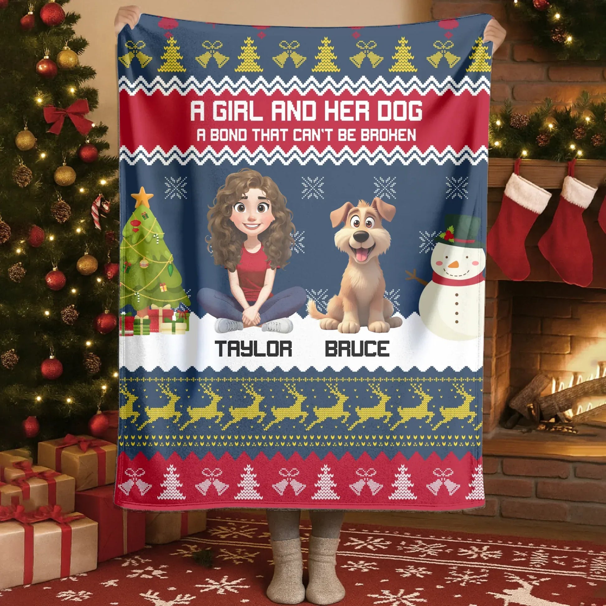 Blanket Custom KNT / White / 30x40in / 76x101cm A Bond That Can't Be Broken - Personalized Christmas Dog Mom Blanket