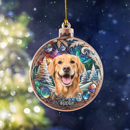 Personalized Ornaments Ornament Acrylic DMT / Glass / 3.5in / 8.9cm Magical Midnight Winter Forest - Personalized Photo Acrylic Ornament