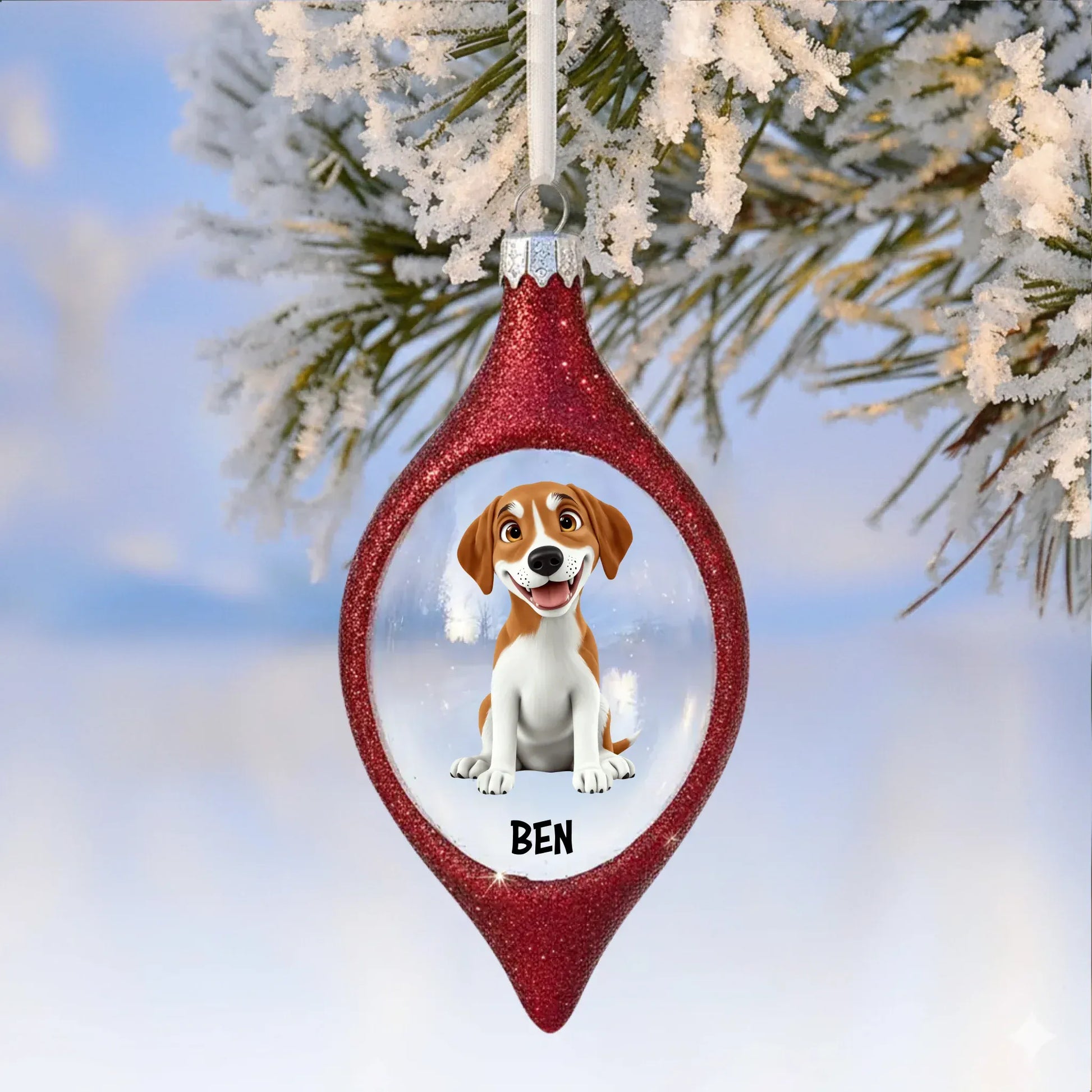 Personalized Ornaments Ornament Acrylic DMT / Glass / 3.5in / 8.9cm Warm Hearts and Winter Sparkle - Personalized Dog And Cat Lovers Custom Acrylic Ornament