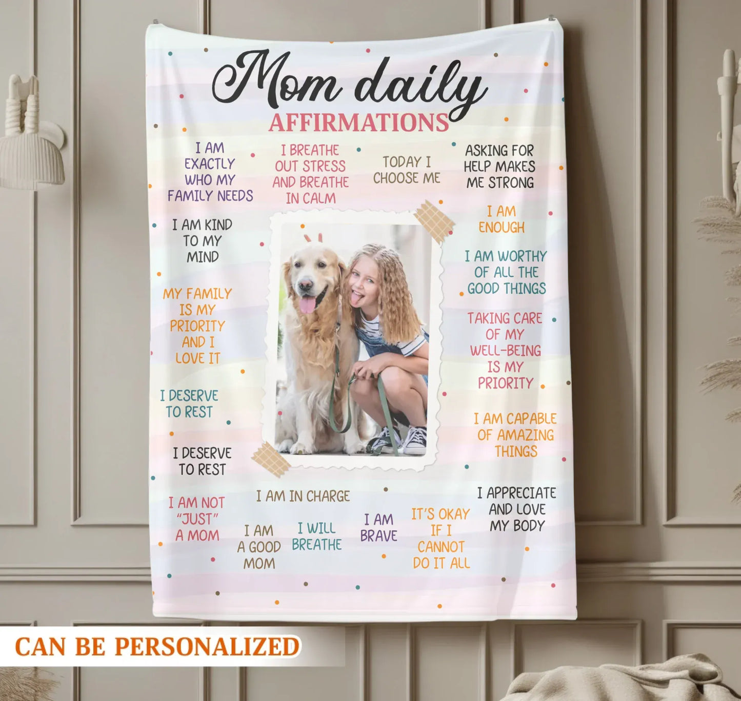 Personalized Blankets Mom Daily Affirmations - Personalized Mother Photo Custom Blanket