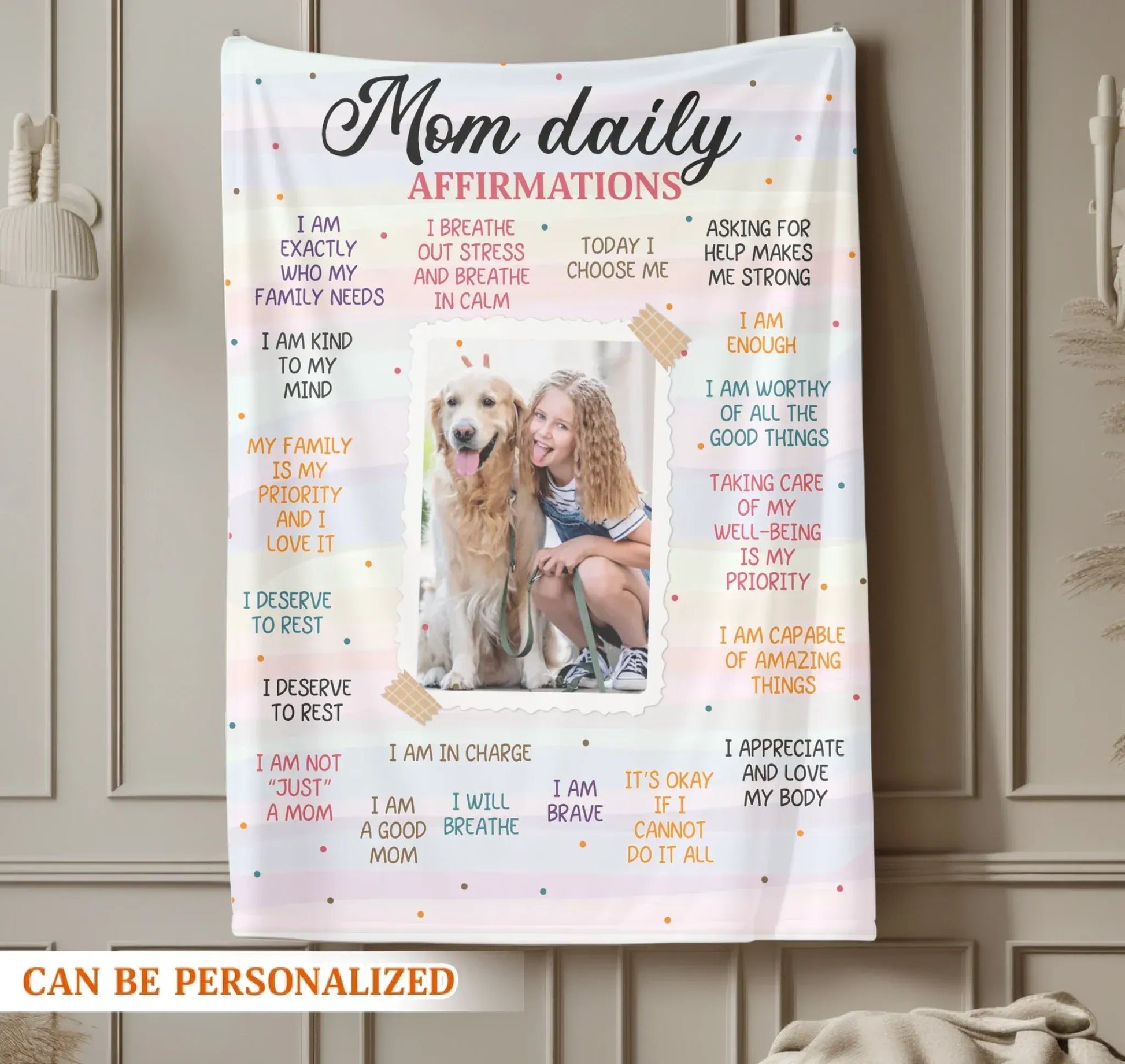 Personalized Blankets Mom Daily Affirmations - Personalized Mother Photo Custom Blanket