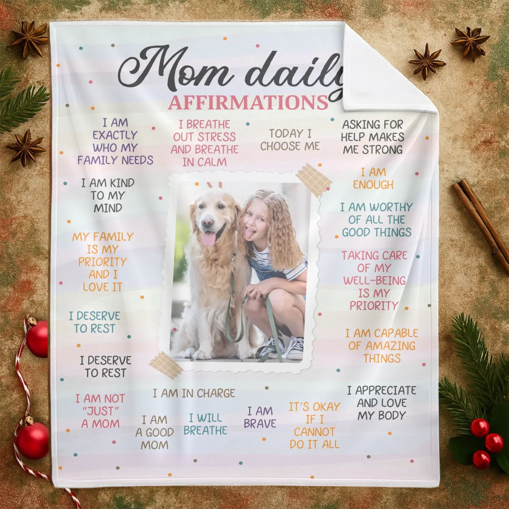 Personalized Blankets Mom Daily Affirmations - Personalized Mother Photo Custom Blanket
