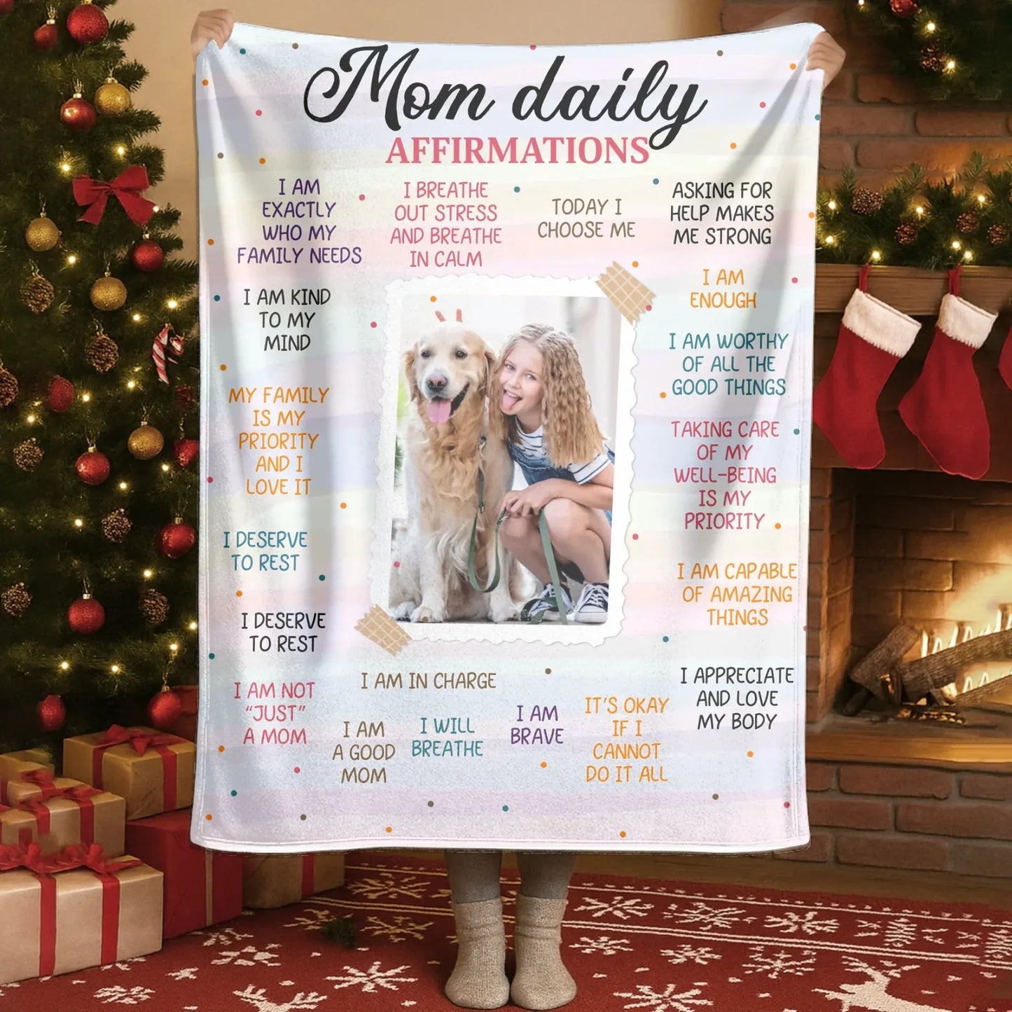 Personalized Blankets Mom Daily Affirmations - Personalized Mother Photo Custom Blanket