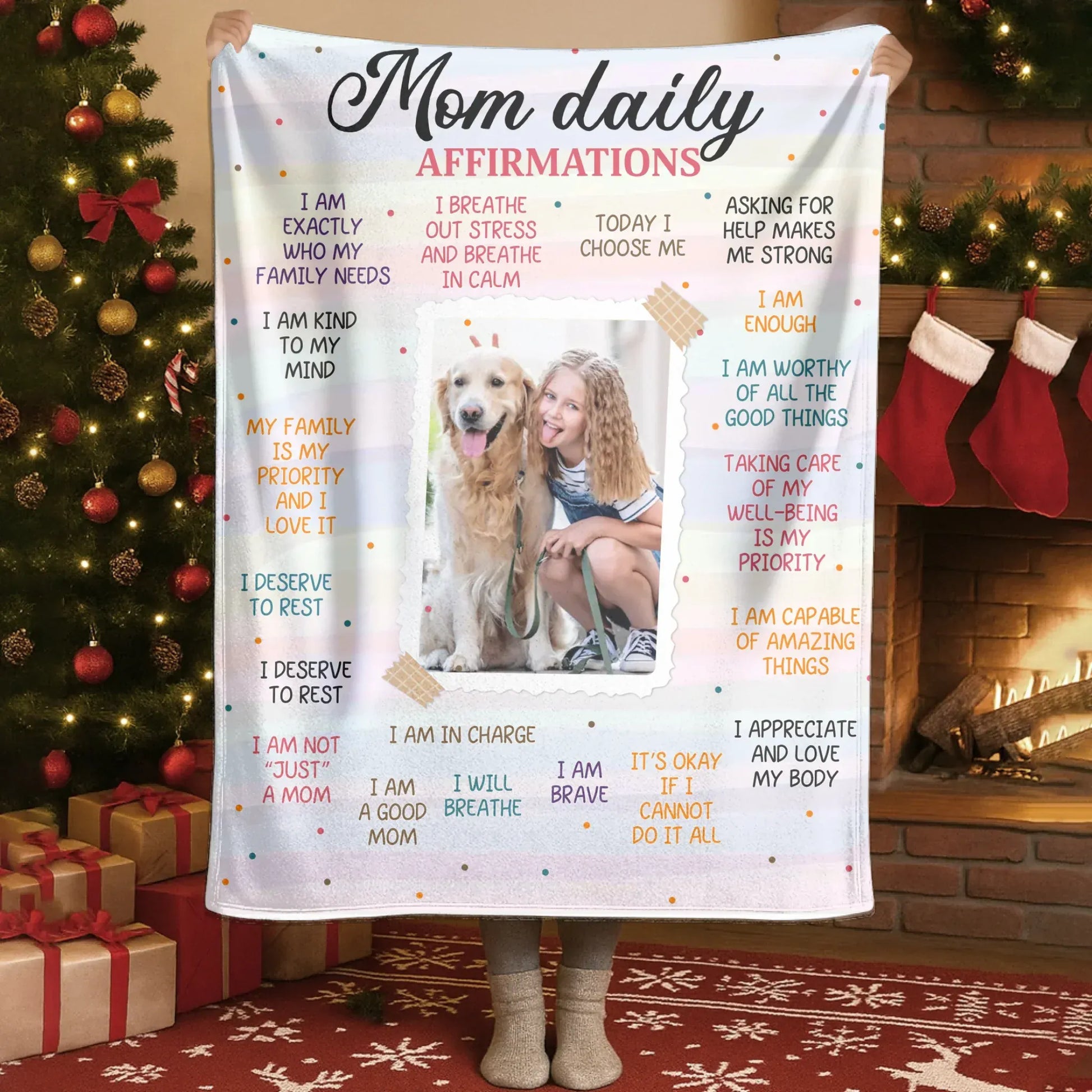 Personalized Blankets Mom Daily Affirmations - Personalized Mother Photo Custom Blanket