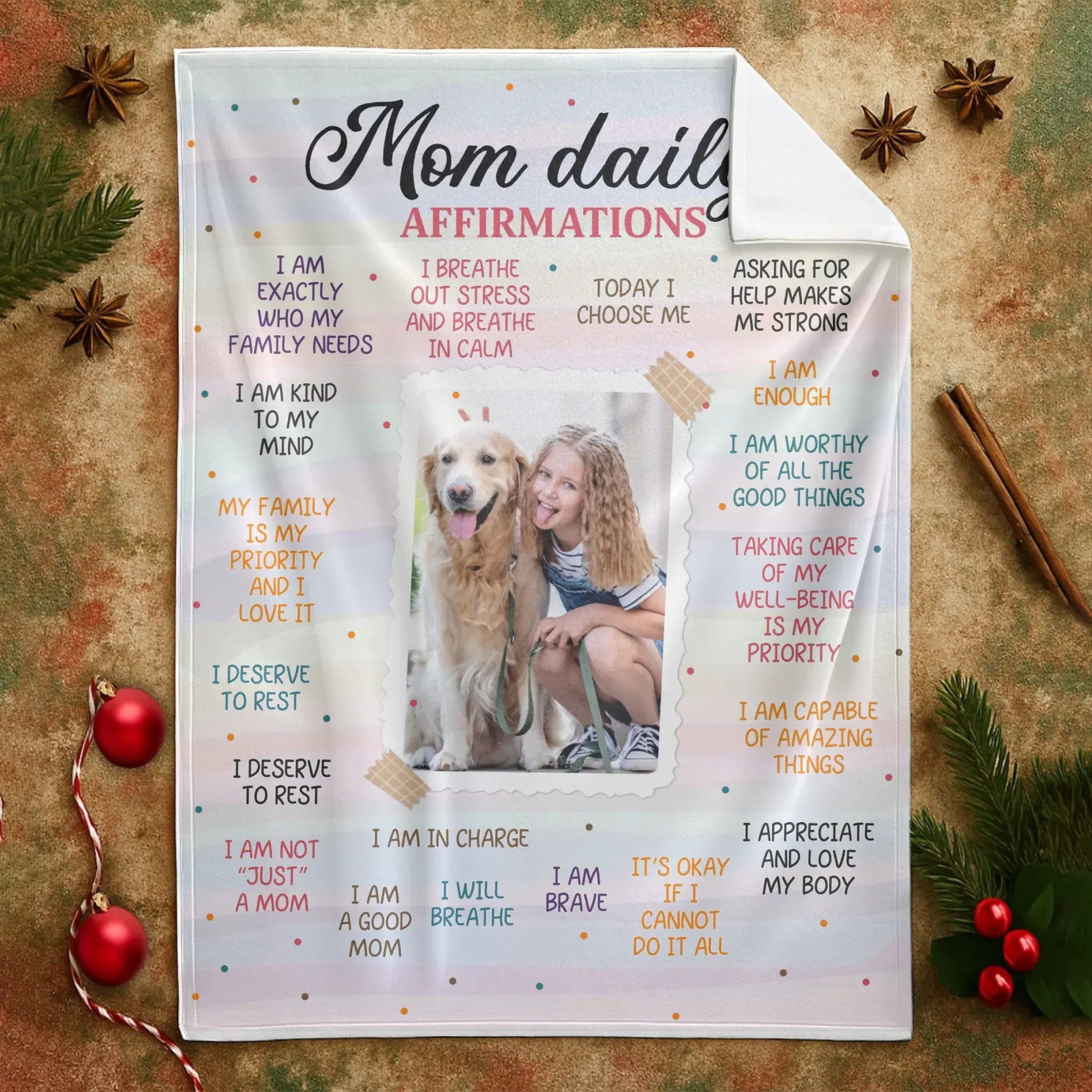 Personalized Blankets Mom Daily Affirmations - Personalized Mother Photo Custom Blanket