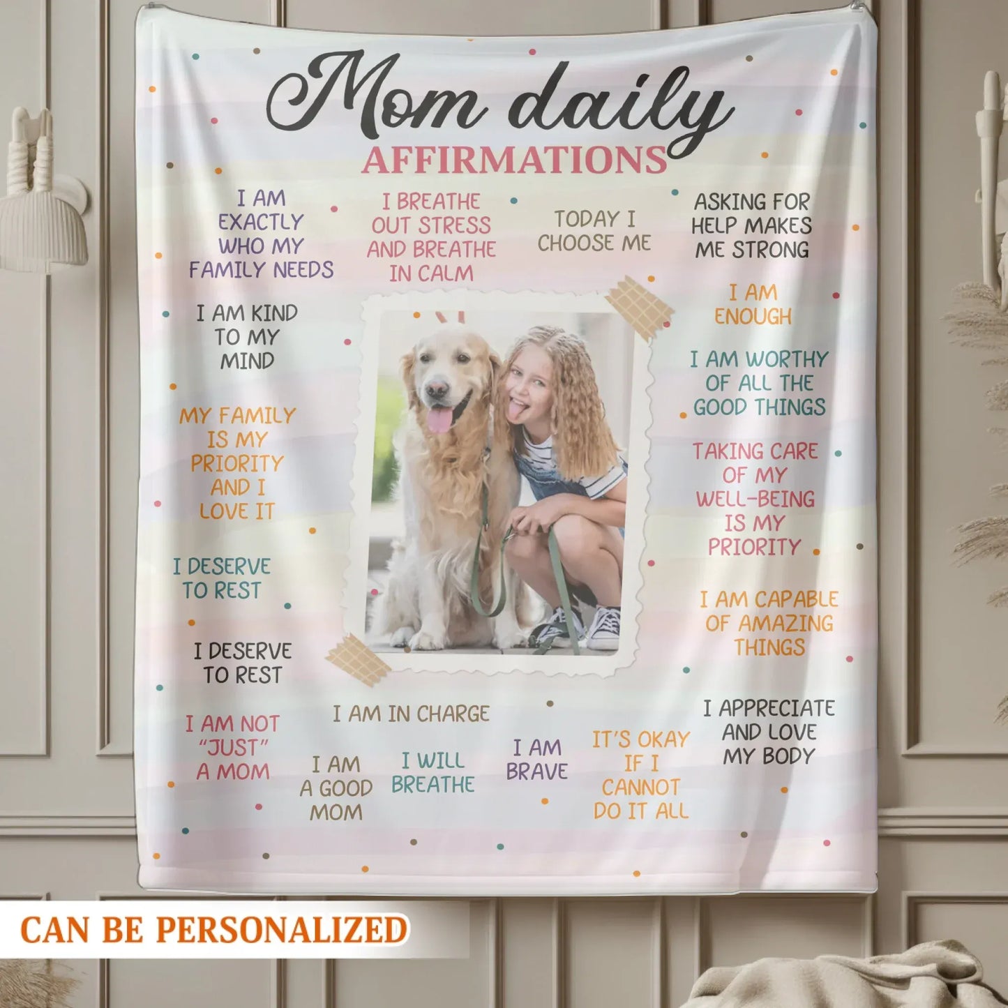 Personalized Blankets Mom Daily Affirmations - Personalized Mother Photo Custom Blanket