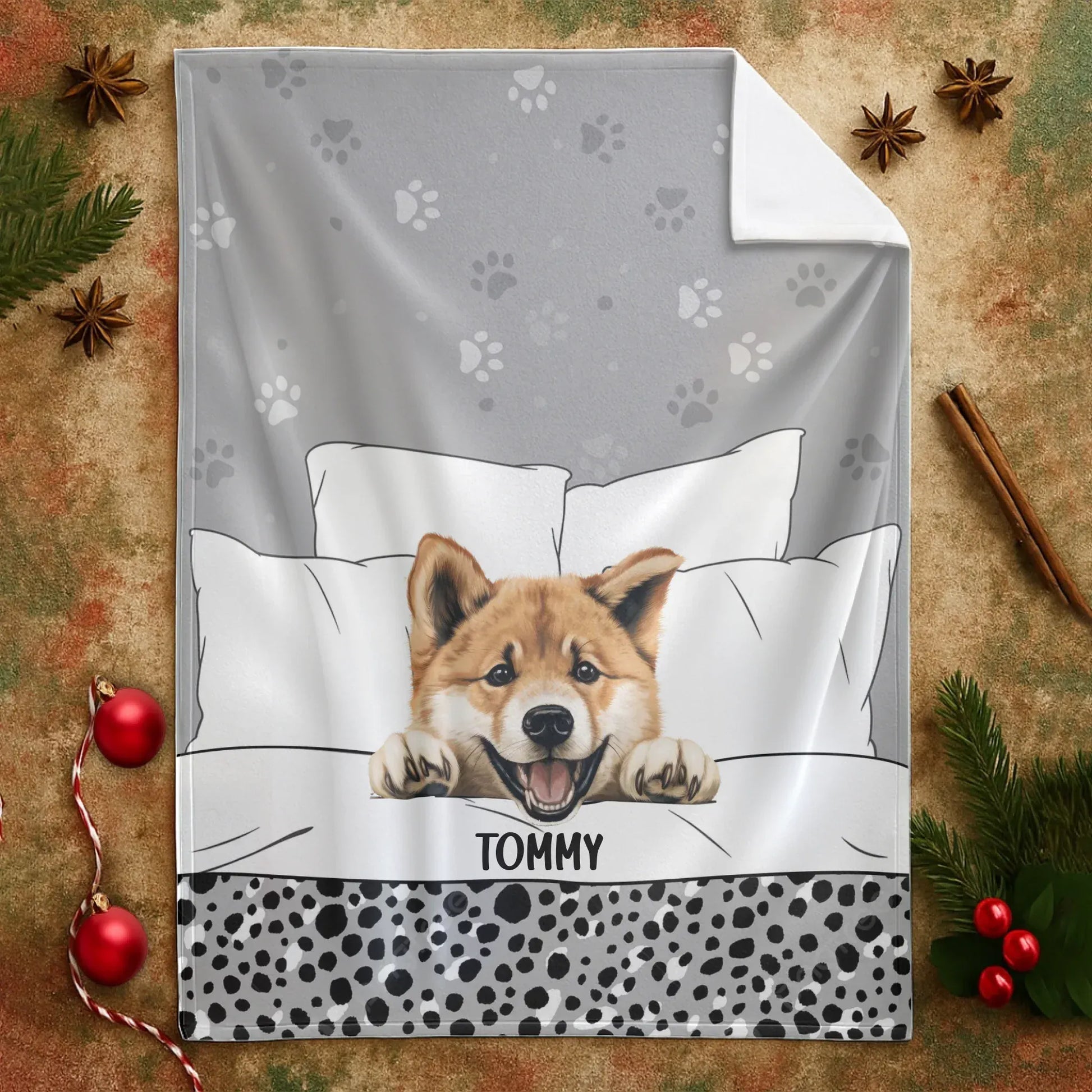 Personalized Blankets Dog Snuggling In Bed - Personalized Multiple Pet Name Blanket