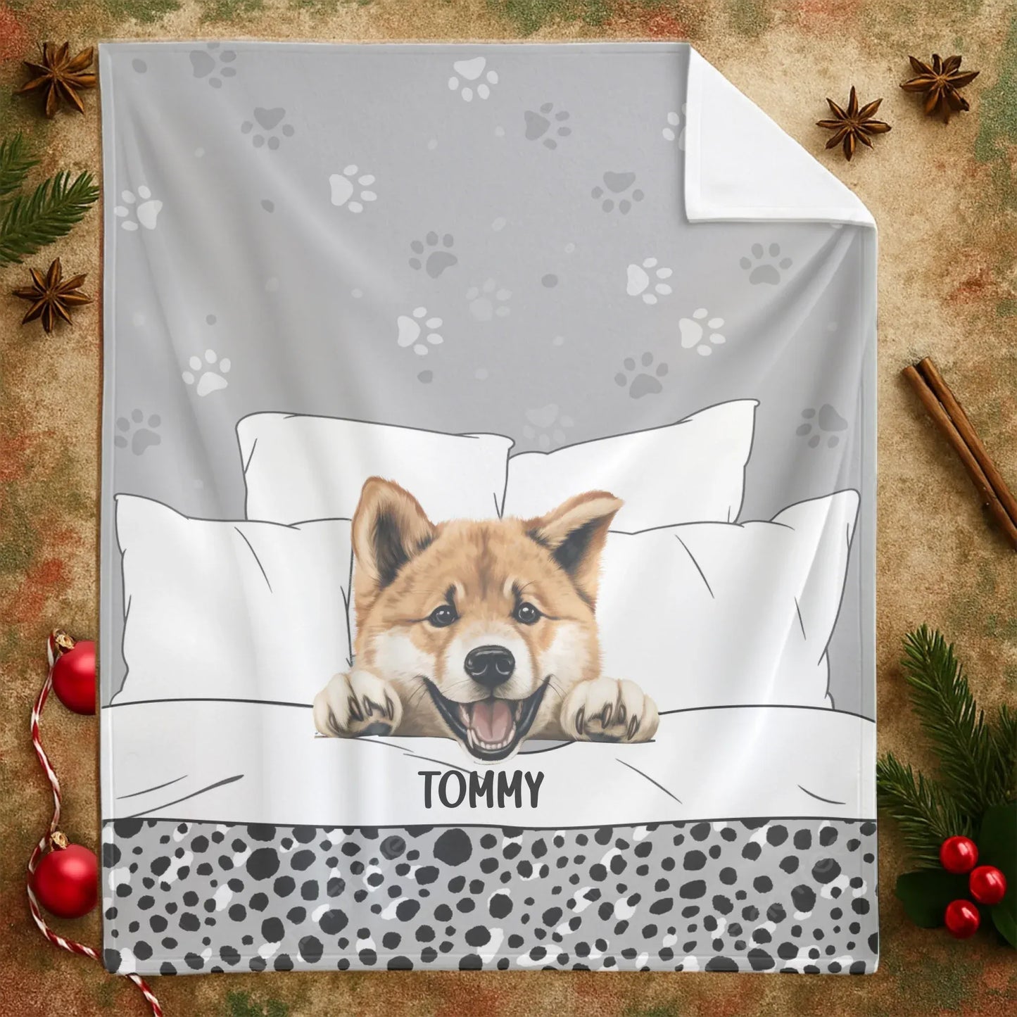 Personalized Blankets Dog Snuggling In Bed - Personalized Multiple Pet Name Blanket