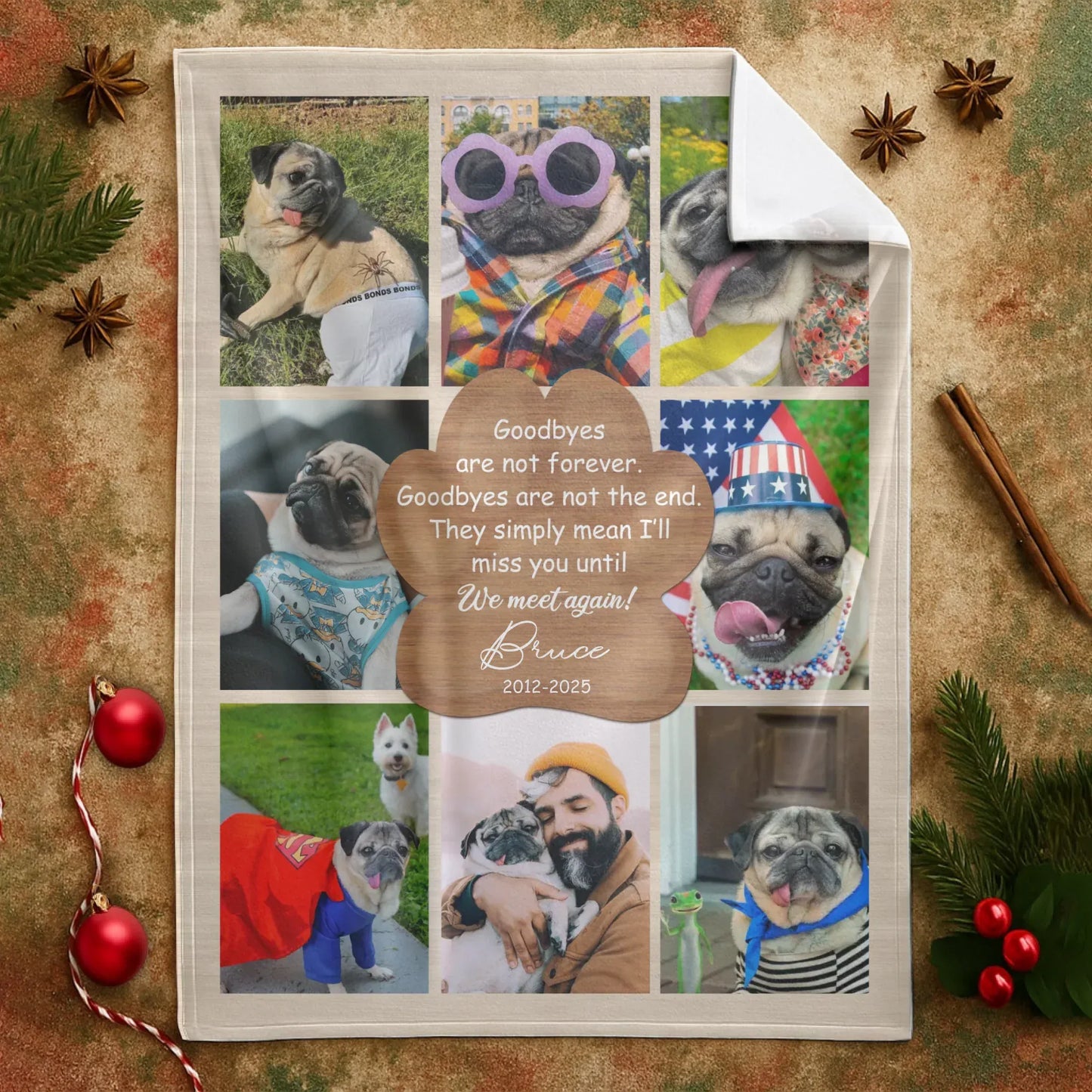 Personalized Blankets Goodbyes Are Not Forever, We Meet Again! – Personalized Dog Memorial Photo Collage Custom Blanket