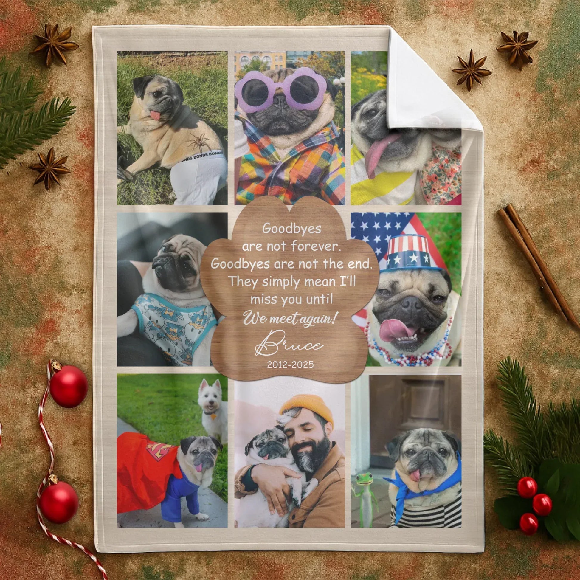 Personalized Blankets Goodbyes Are Not Forever, We Meet Again! – Personalized Dog Memorial Photo Collage Custom Blanket