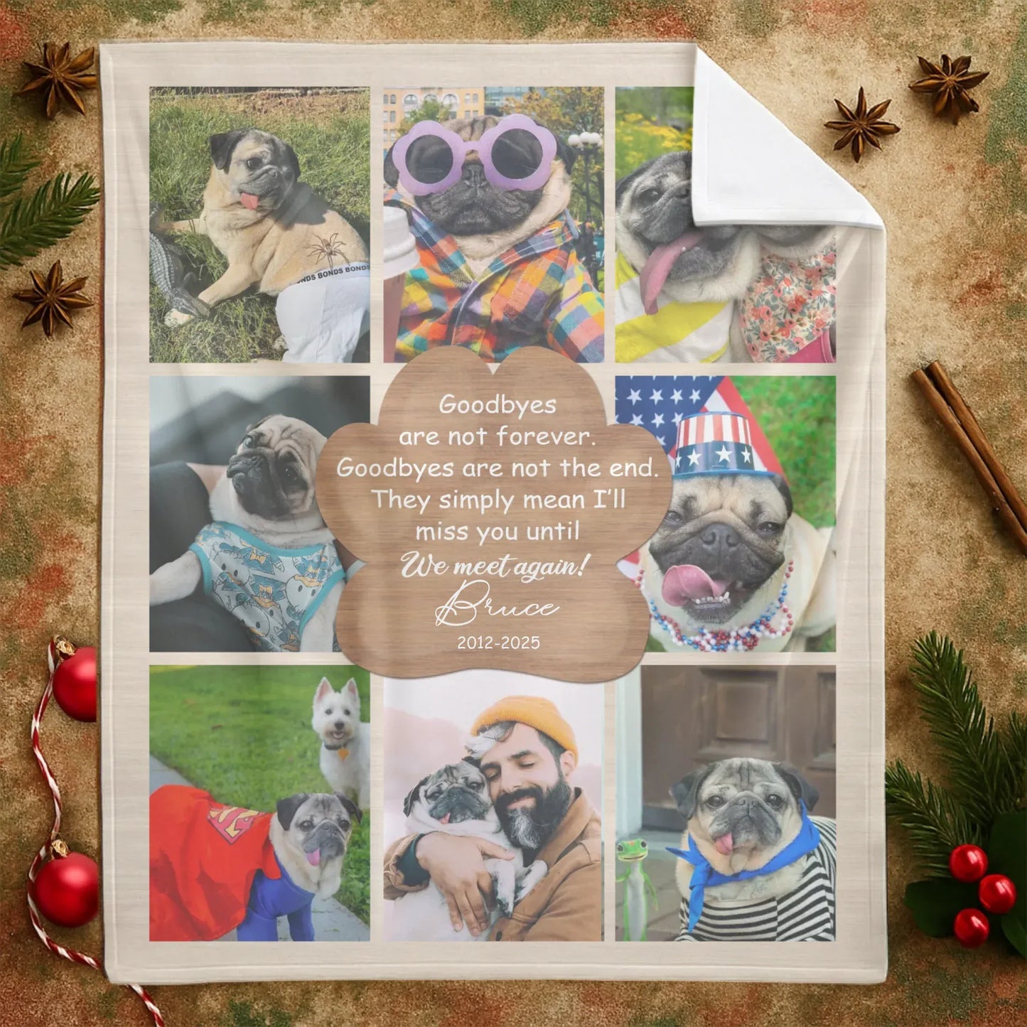 Personalized Blankets Goodbyes Are Not Forever, We Meet Again! – Personalized Dog Memorial Photo Collage Custom Blanket