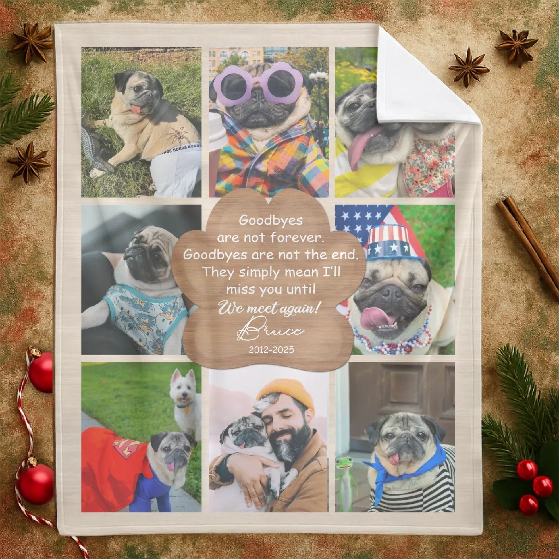 Personalized Blankets Goodbyes Are Not Forever, We Meet Again! – Personalized Dog Memorial Photo Collage Custom Blanket