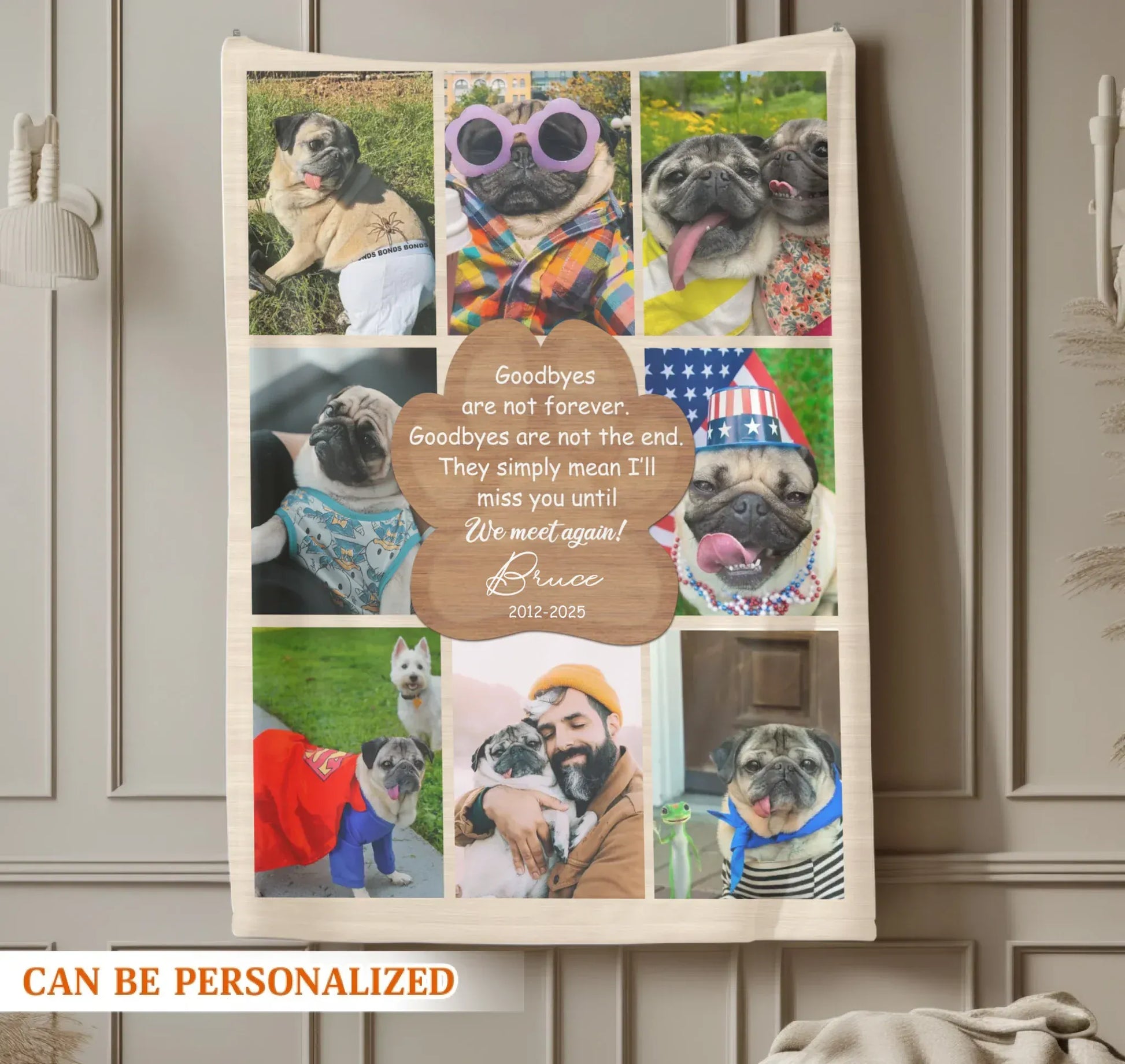 Personalized Blankets Goodbyes Are Not Forever, We Meet Again! – Personalized Dog Memorial Photo Collage Custom Blanket