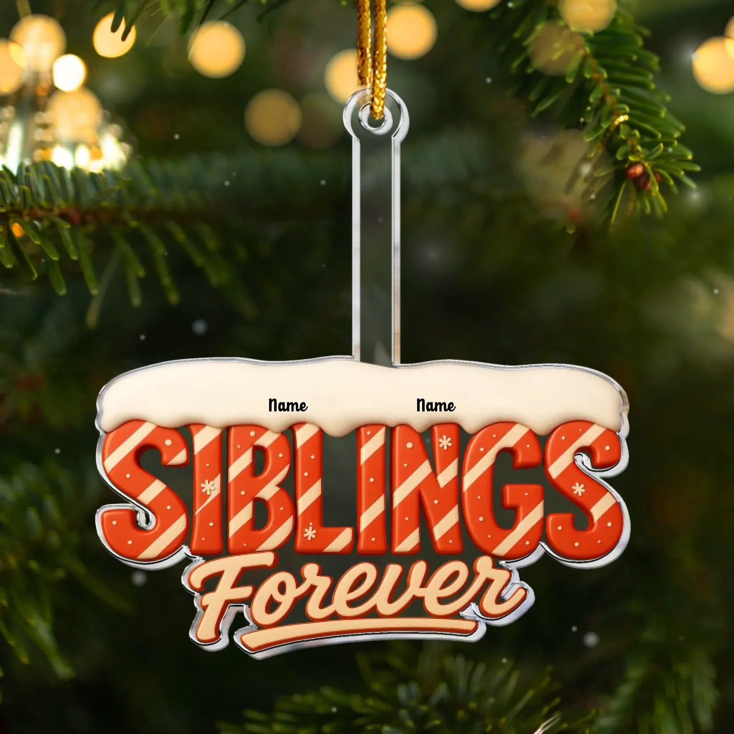 Ornament Acrylic / Glass / 3.5in / 8.9cm Siblings Sisters Forever Theme 2025 - Personalized Acrylic Ornament