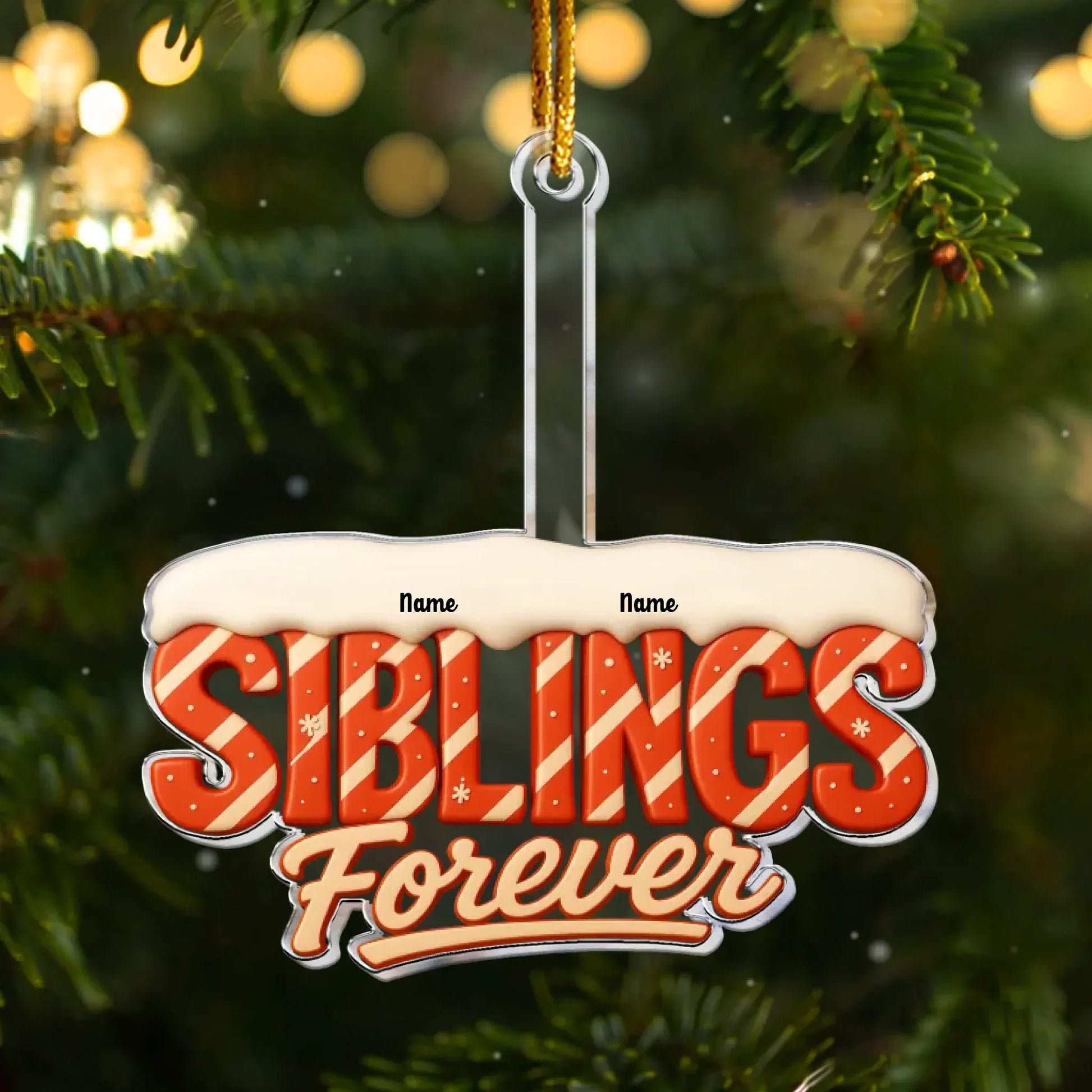 Ornament Acrylic / Glass / 3.5in / 8.9cm Siblings Sisters Forever Theme 2025 - Personalized Acrylic Ornament