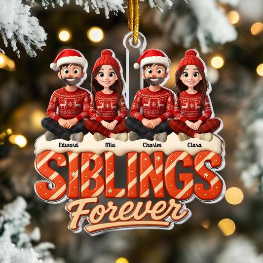 Siblings Sisters Forever Theme 2025 - Personalized Acrylic Ornament