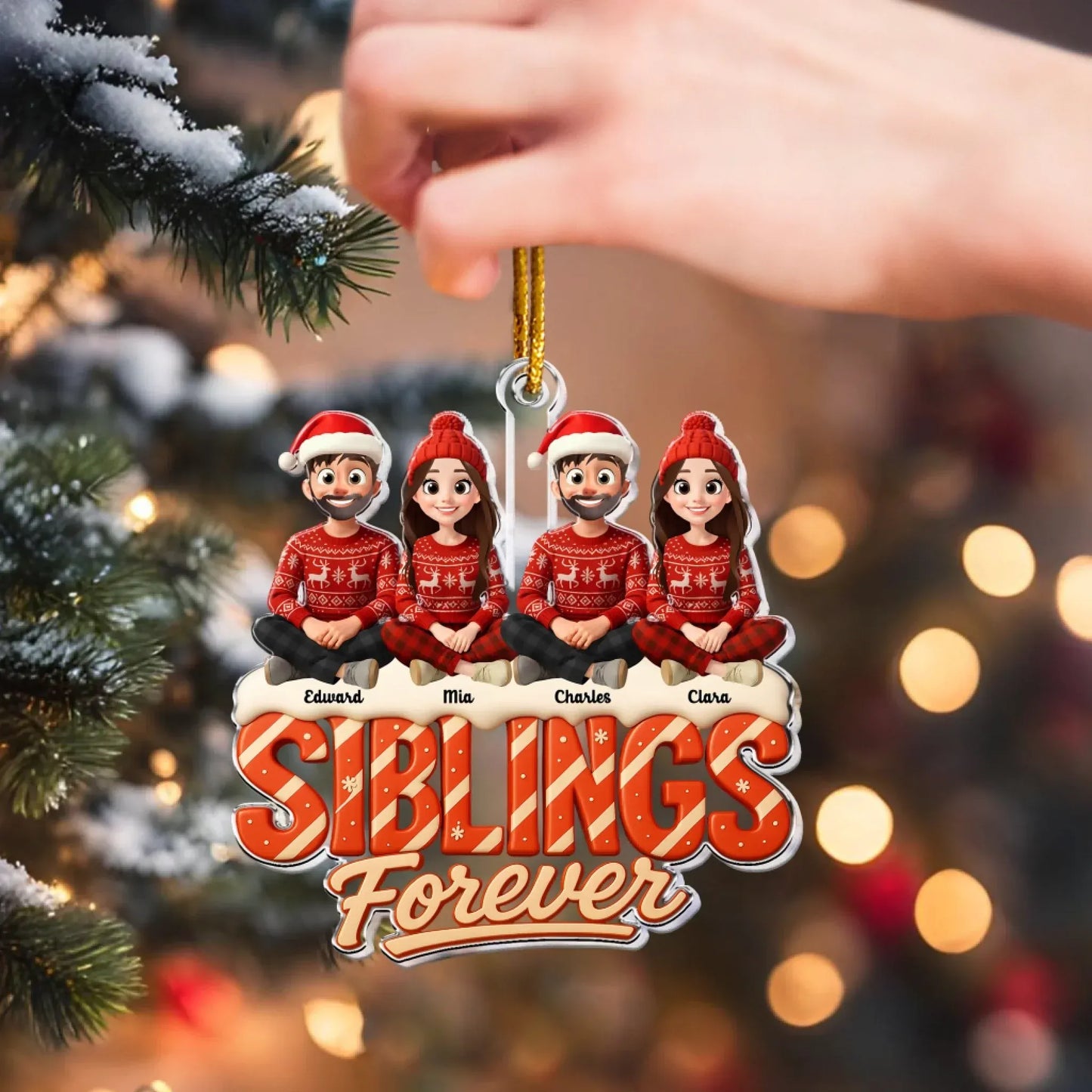 Siblings Sisters Forever Theme 2025 - Personalized Acrylic Ornament