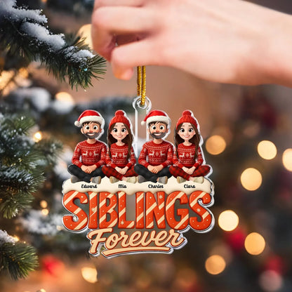 Siblings Sisters Forever Theme 2025 - Personalized Acrylic Ornament