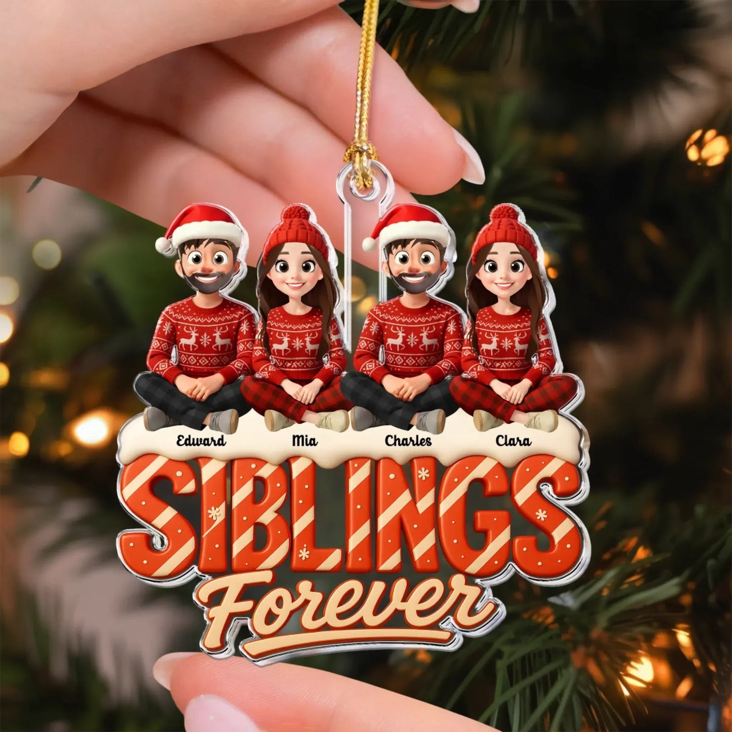 Siblings Sisters Forever Theme 2025 - Personalized Acrylic Ornament