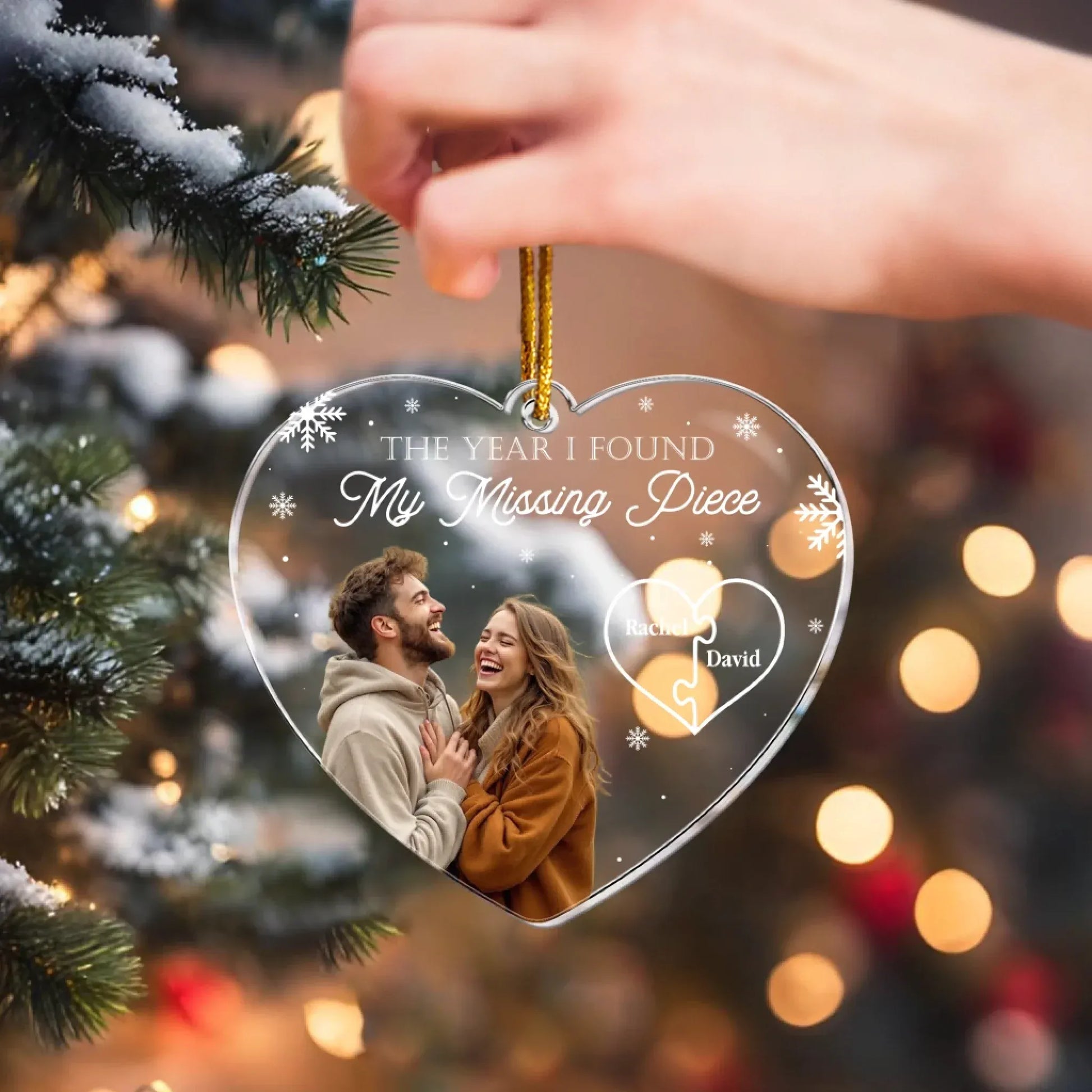 The Year I Found My Missing Piece Couples - Personalized Heart Shape Acrylic Photo Ornament