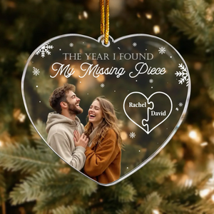 Ornament Acrylic / Glass / 3.5in / 8.9cm The Year I Found My Missing Piece Couples - Personalized Heart Shape Acrylic Photo Ornament