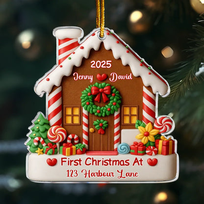 Ornament Acrylic / Glass / 3.5in / 8.9cm First Christmas In Our New Home - Housewarming Keepsake - Personalized Acrylic New Home Ornament
