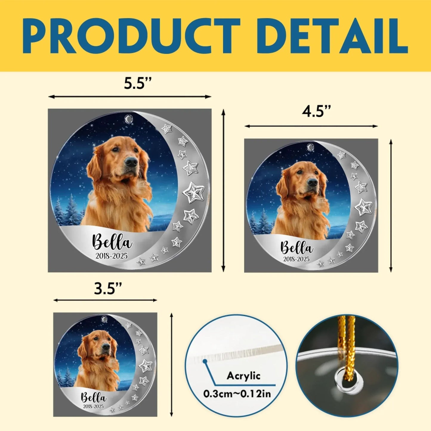 Dog Sit On The Moon - Rememberance Dog Gift - Personalized Acrylic Dog Photo Ornament