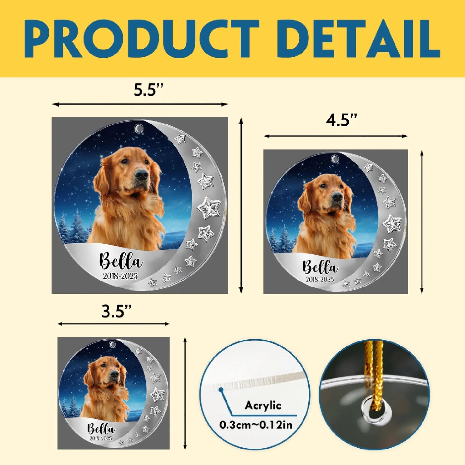 Dog Sit On The Moon - Rememberance Dog Gift - Personalized Acrylic Dog Photo Ornament