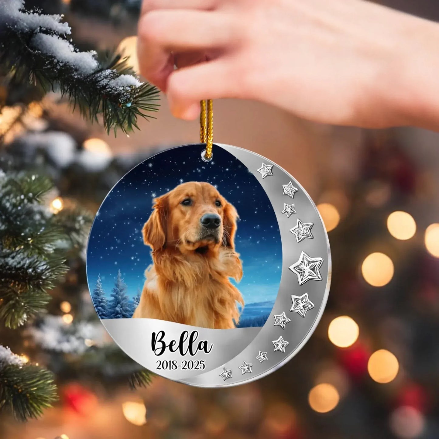Dog Sit On The Moon - Rememberance Dog Gift - Personalized Acrylic Dog Photo Ornament