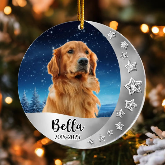Dog Sit On The Moon - Rememberance Dog Gift - Personalized Acrylic Dog Photo Ornament