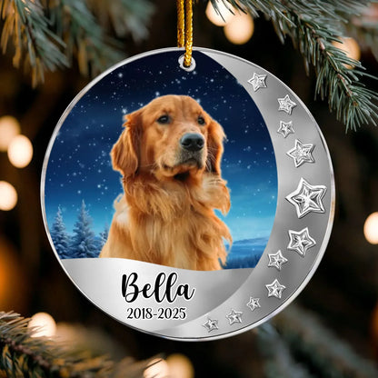 Ornament Acrylic / Glass / 3.5in / 8.9cm Dog Sit On The Moon - Rememberance Dog Gift - Personalized Acrylic Dog Photo Ornament