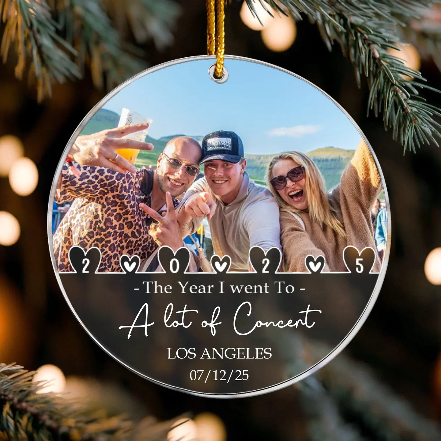Ornament Acrylic / Glass / 3.5in / 8.9cm The Year I Went To A Lot Of Concerts - Siblings Friendship Gift -  Personalized Acrylic Photo Ornament